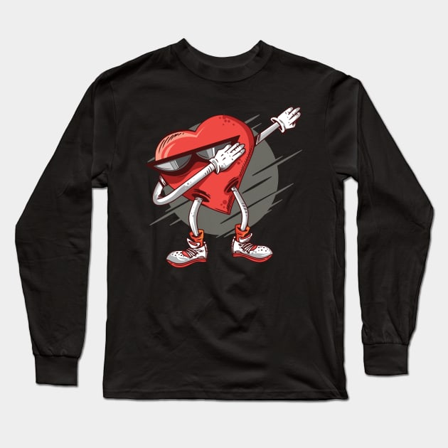 DABBING HEART lovely romantic funny Long Sleeve T-Shirt by Midoart